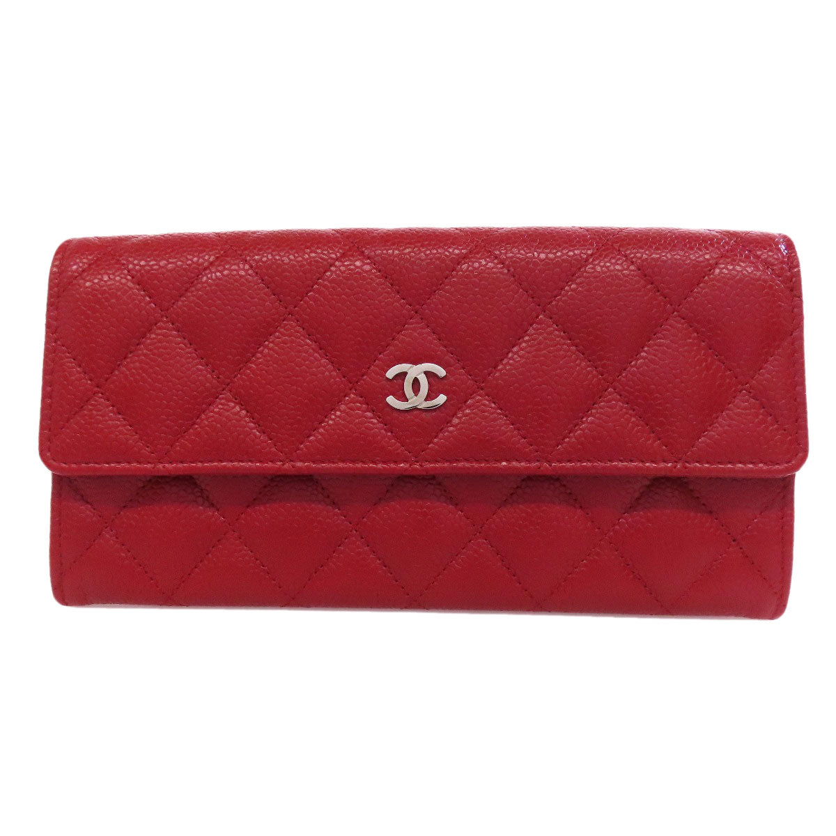 CHANEL シャネル ココマーク マトラッセ シルバー金具 長財布（小銭入れあり） グレインド カーフスキン レディース 中古