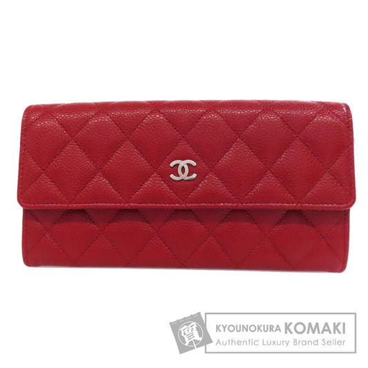 CHANEL シャネル ココマーク マトラッセ シルバー金具 長財布（小銭入れあり） グレインド カーフスキン レディース 中古