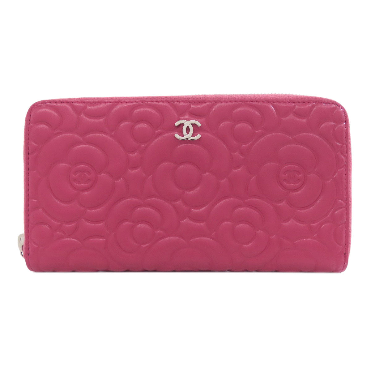 CHANEL シャネル カメリア ココマーク シルバー金具 長財布（小銭入れあり） カーフ レディース 中古