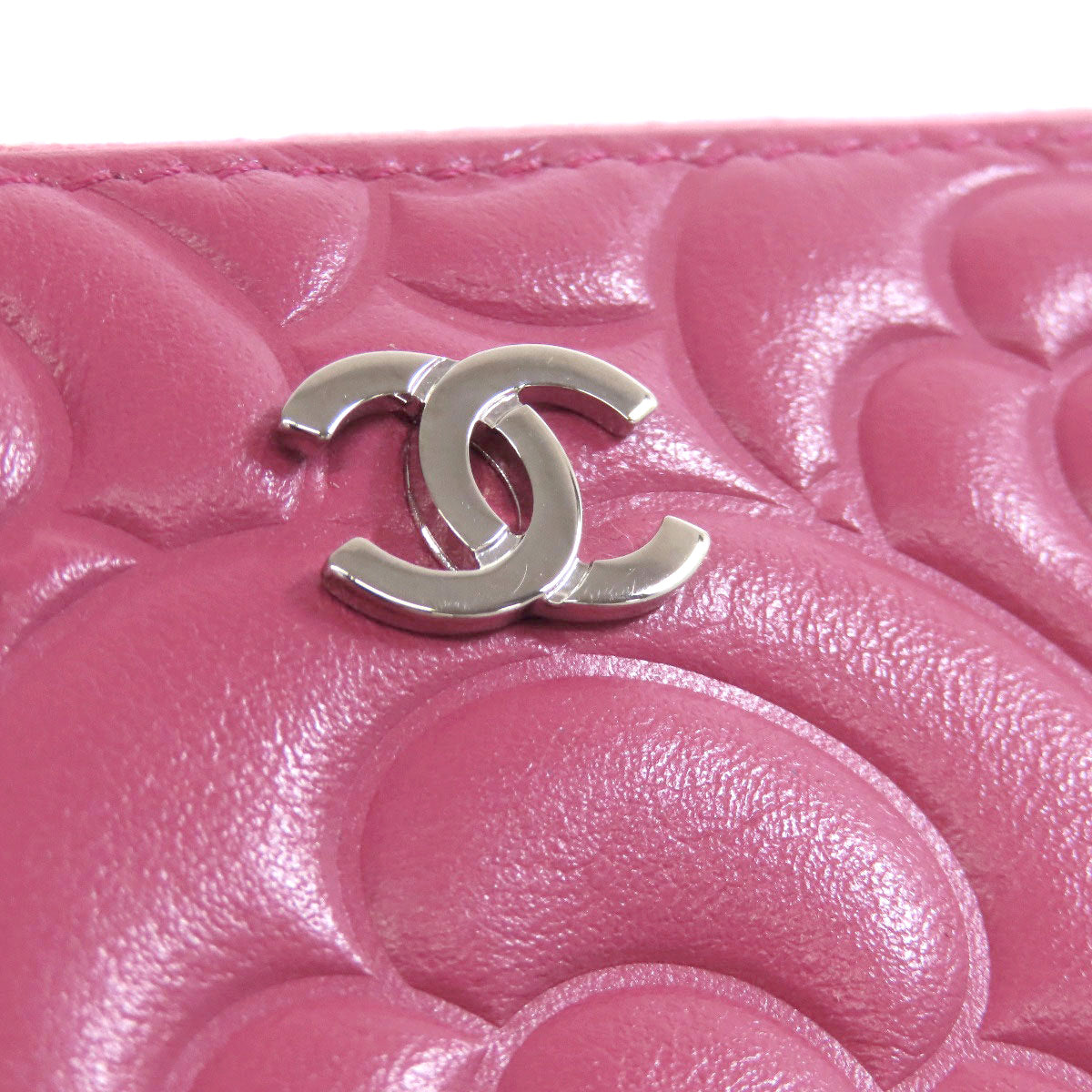CHANEL シャネル カメリア ココマーク シルバー金具 長財布（小銭入れあり） カーフ レディース 中古