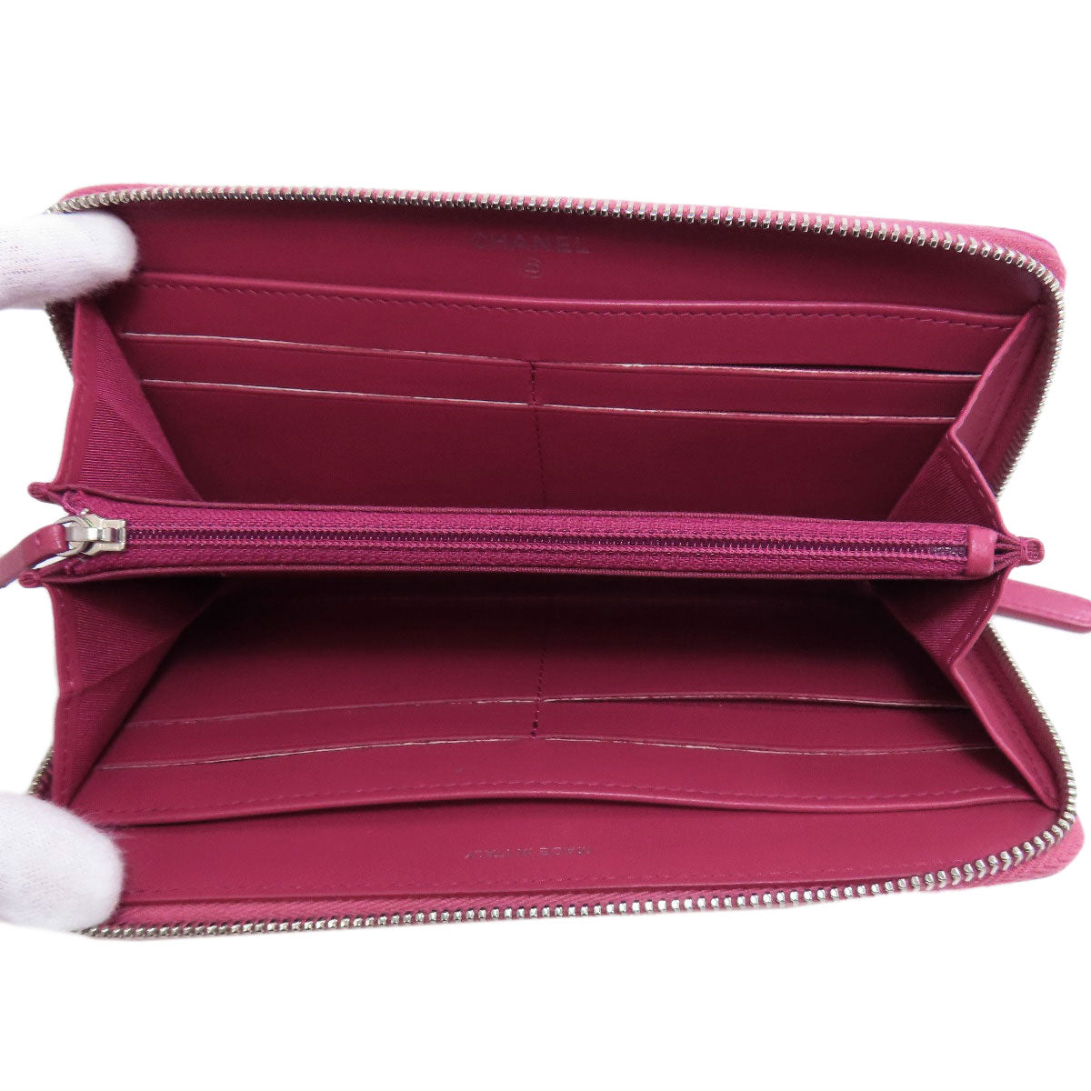 CHANEL シャネル カメリア ココマーク シルバー金具 長財布（小銭入れあり） カーフ レディース 中古