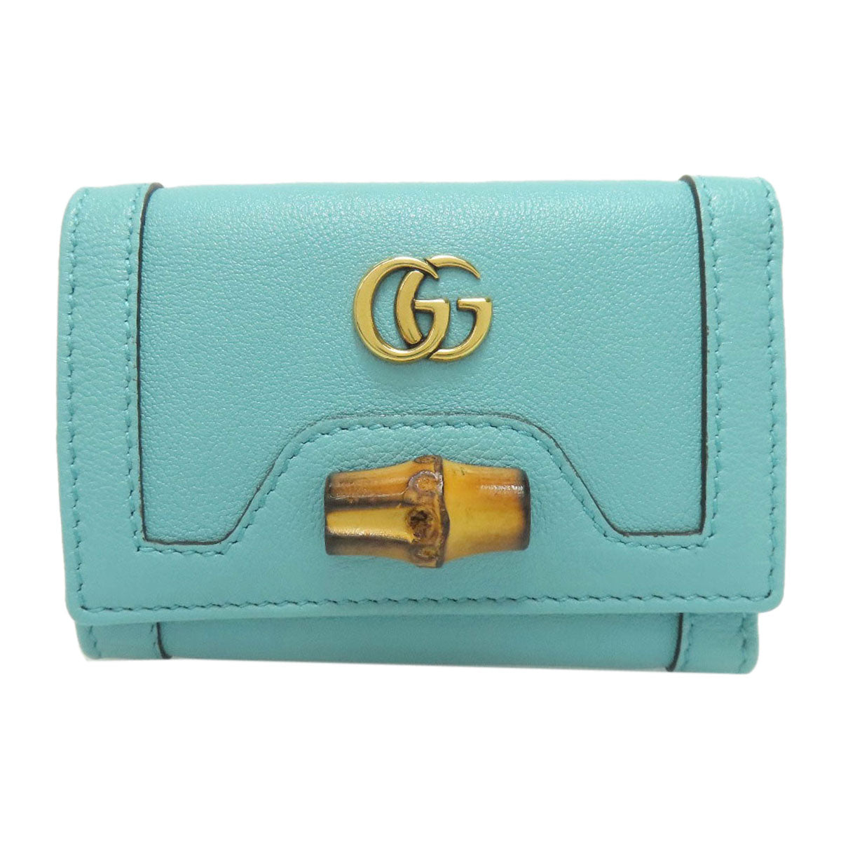 GUCCI グッチ 658633 ダイアナ バンブー コンパクトウォレット 二つ折り財布（小銭入れあり） カーフ レディース 中古