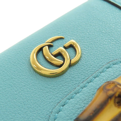 GUCCI グッチ 658633 ダイアナ バンブー コンパクトウォレット 二つ折り財布（小銭入れあり） カーフ レディース 中古