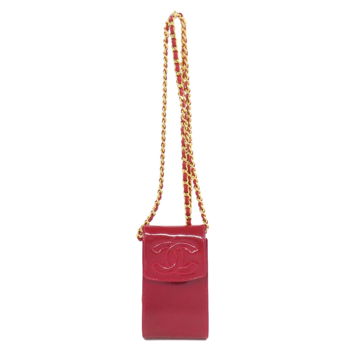 CHANEL シャネル ココマーク チェーンショルダー アクセサリーポーチ エナメル レディース 中古