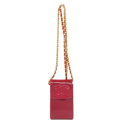 CHANEL シャネル ココマーク チェーンショルダー アクセサリーポーチ エナメル レディース 中古