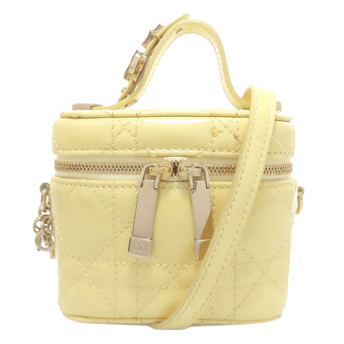 CHRISTIAN DIOR クリスチャンディオール マイクロ ヴァニティ ミニバッグ 2WAY ハンドバッグ エナメル レディース 中古