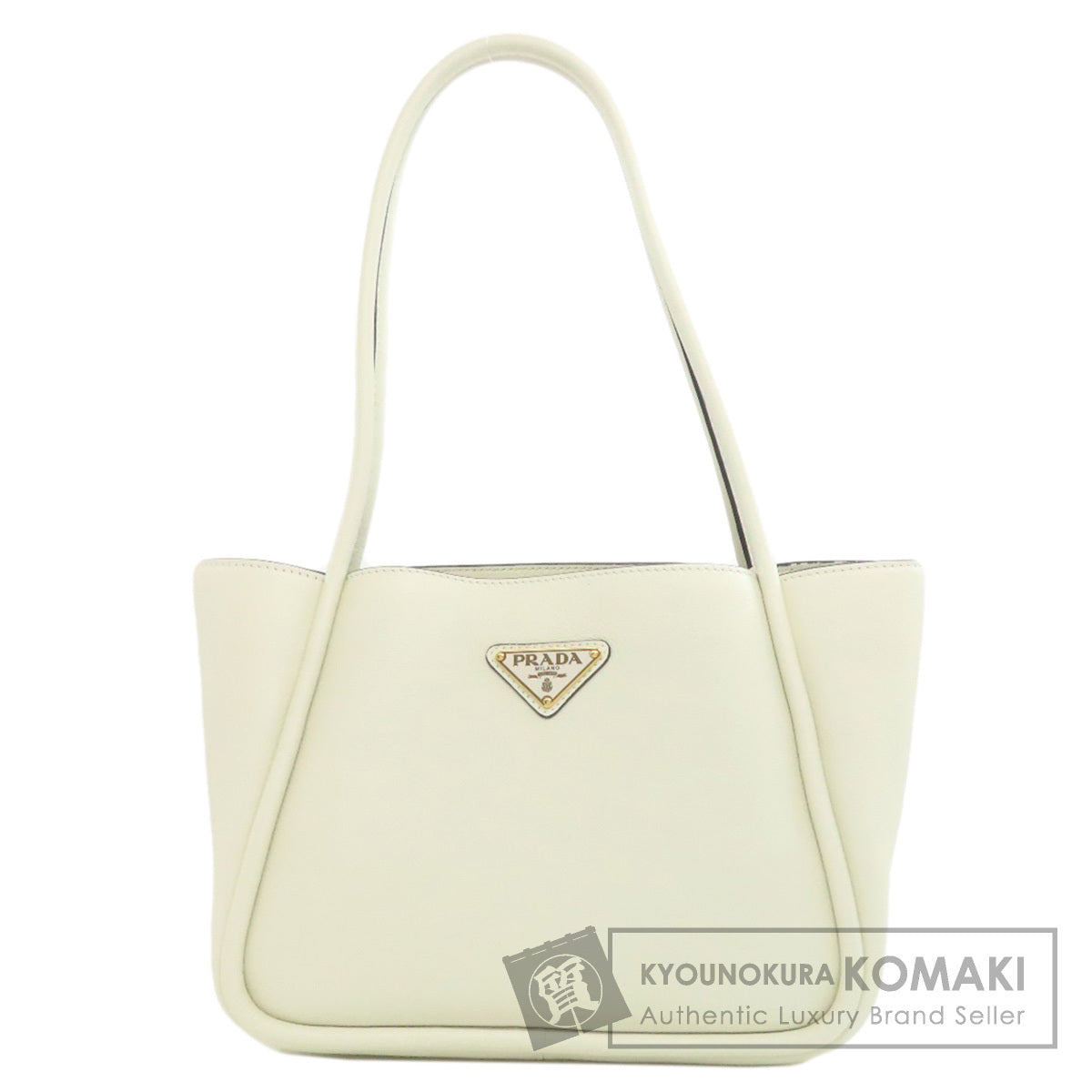 PRADA プラダ ロゴ金具 トートバッグ カーフ レディース 中古