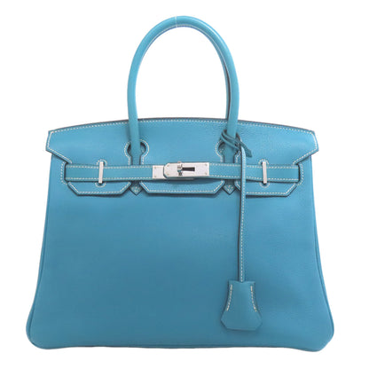 HERMES エルメス バーキン30 ブルージーン シルバー金具 ハンドバッグ エプソン レディース 中古