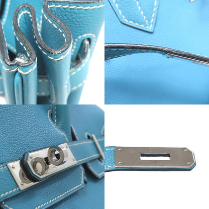 HERMES エルメス バーキン30 ブルージーン シルバー金具 ハンドバッグ エプソン レディース 中古