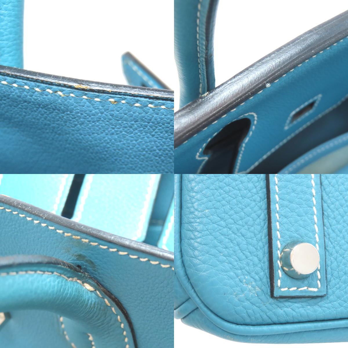 HERMES エルメス バーキン30 ブルージーン シルバー金具 ハンドバッグ エプソン レディース 中古