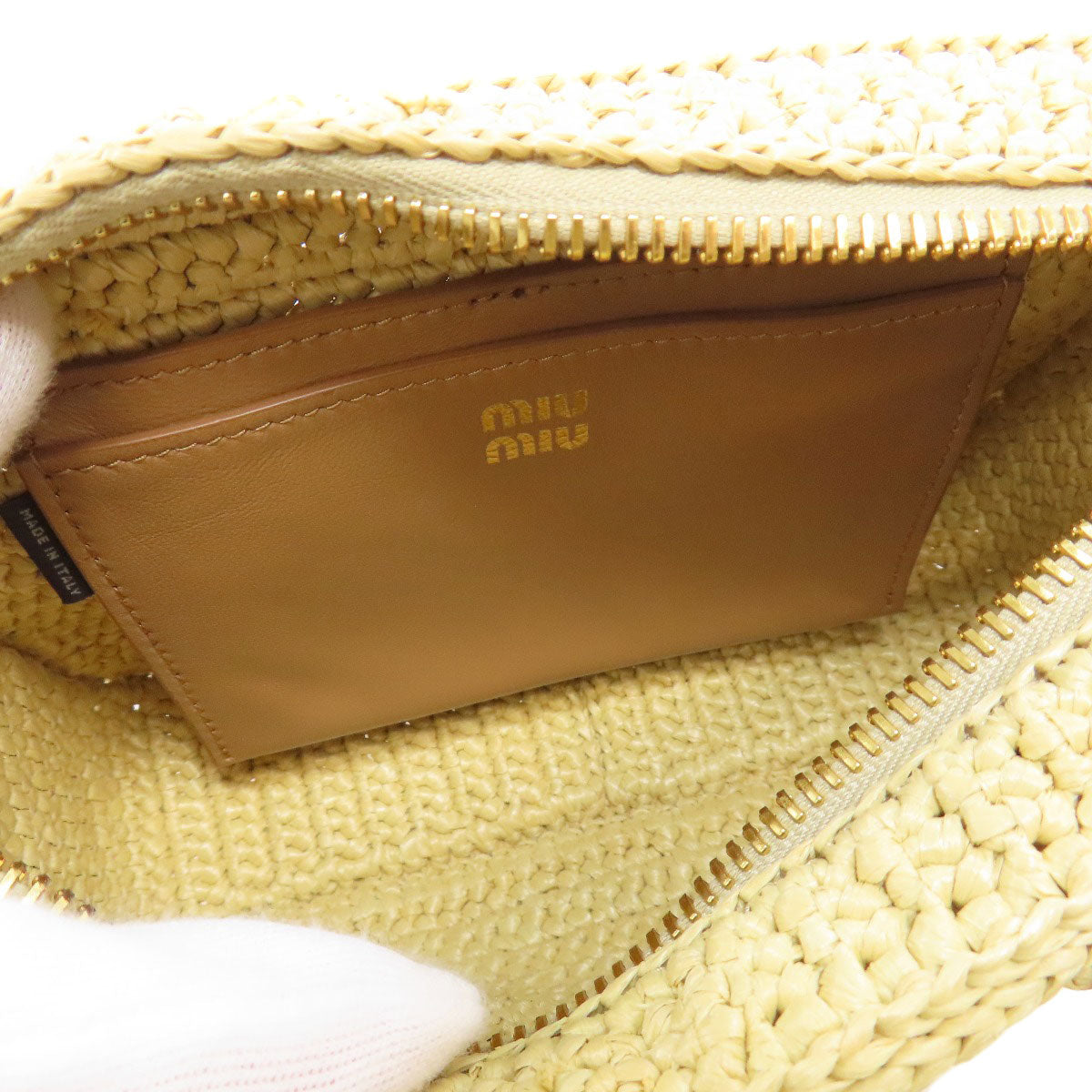 MIUMIU ミュウミュウ 2WAY ハンドバッグ ラフィア レディース 中古
