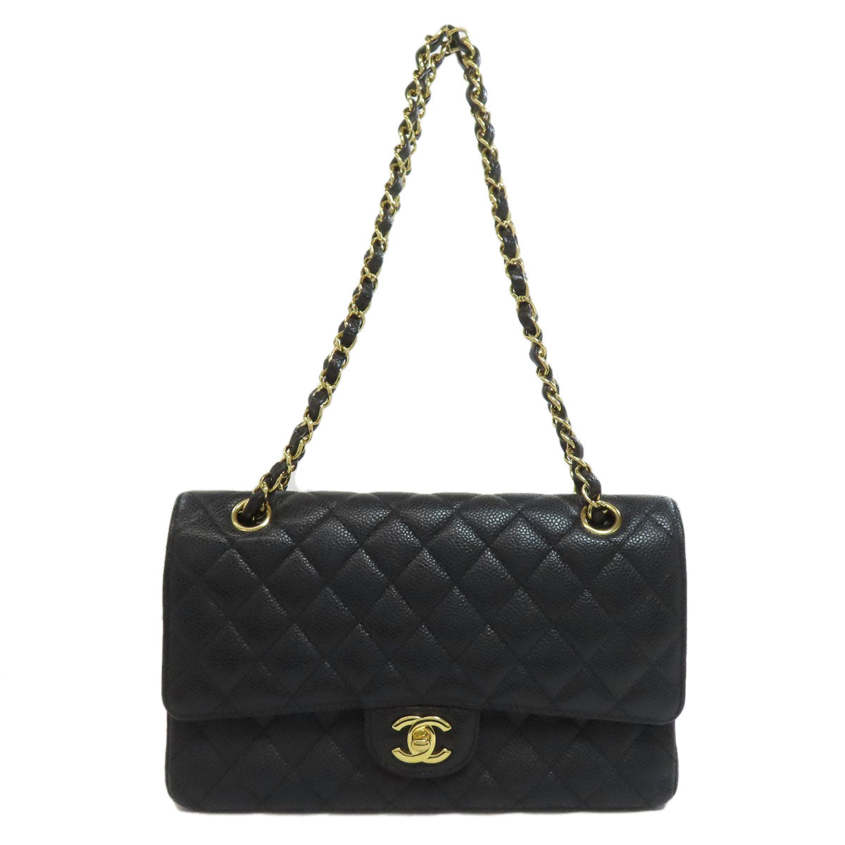 CHANEL シャネル チェーンショルダー マトラッセ ゴールド金具 ショルダーバッグ グレインド カーフスキン レディース 中古