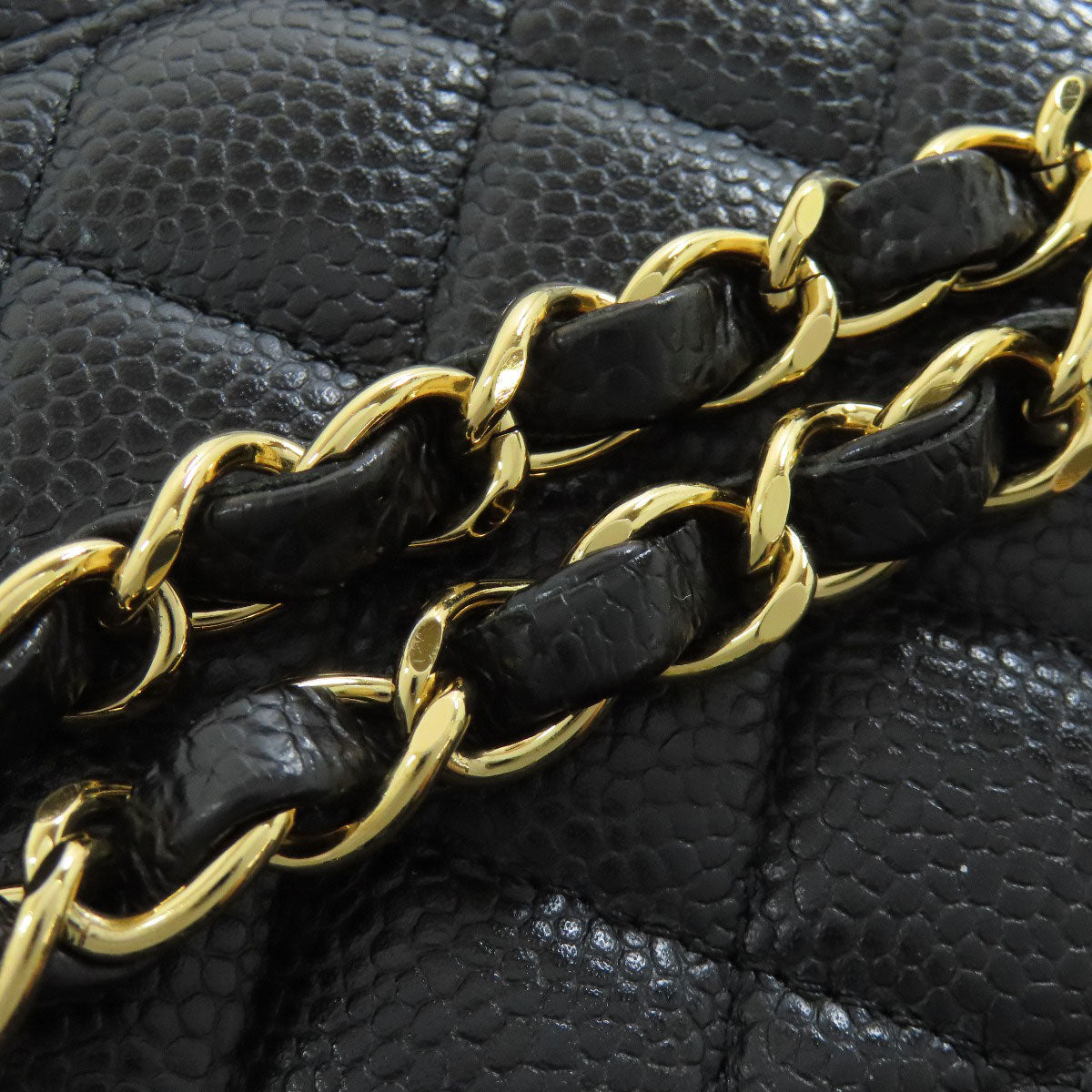 CHANEL シャネル チェーンショルダー マトラッセ ゴールド金具 ショルダーバッグ グレインド カーフスキン レディース 中古