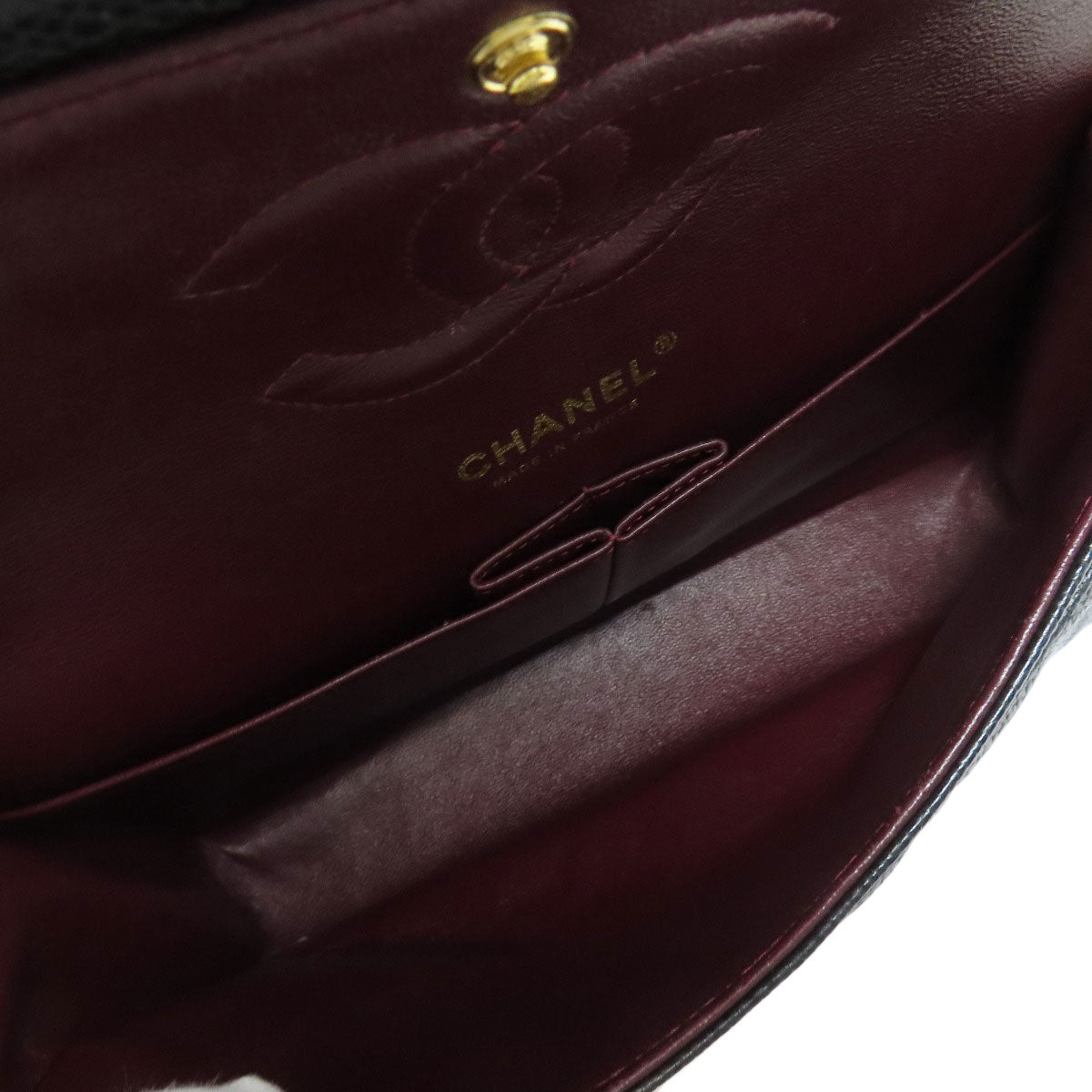 CHANEL シャネル チェーンショルダー マトラッセ ゴールド金具 ショルダーバッグ グレインド カーフスキン レディース 中古