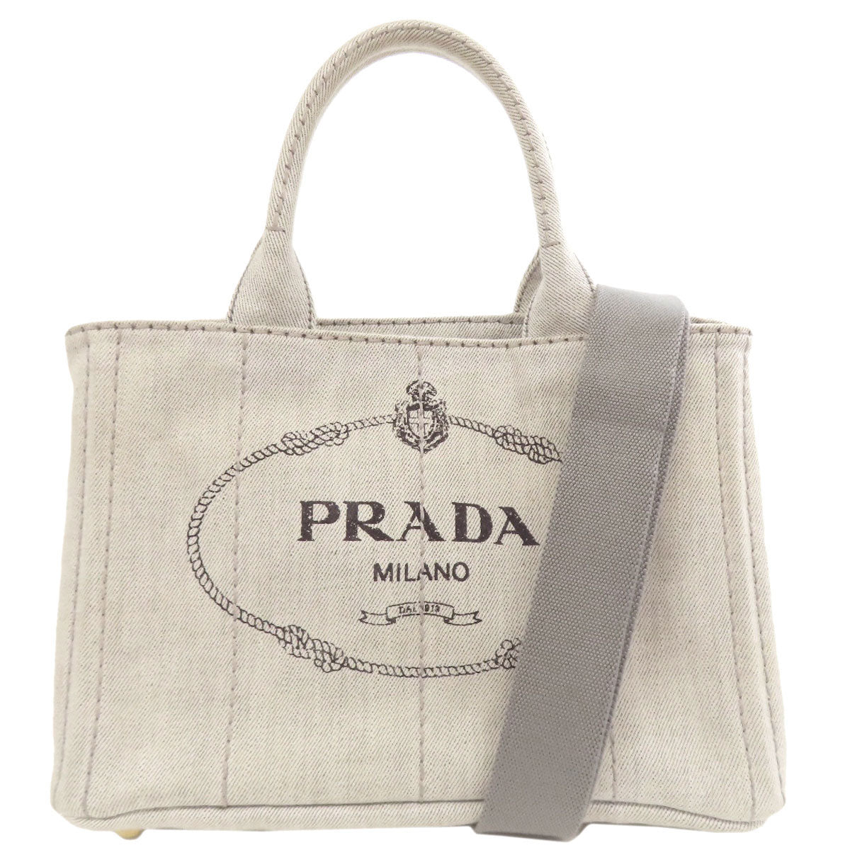 PRADA プラダ カナパミニ 2WAY ハンドバッグ デニム レディース 中古