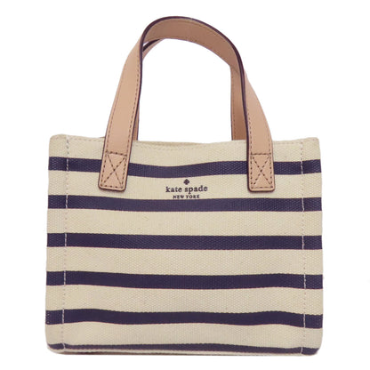 kate spade ケイトスペード ボーダー ハンドバッグ キャンバス レディース 中古