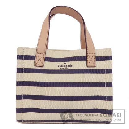 kate spade ケイトスペード ボーダー ハンドバッグ キャンバス レディース 中古