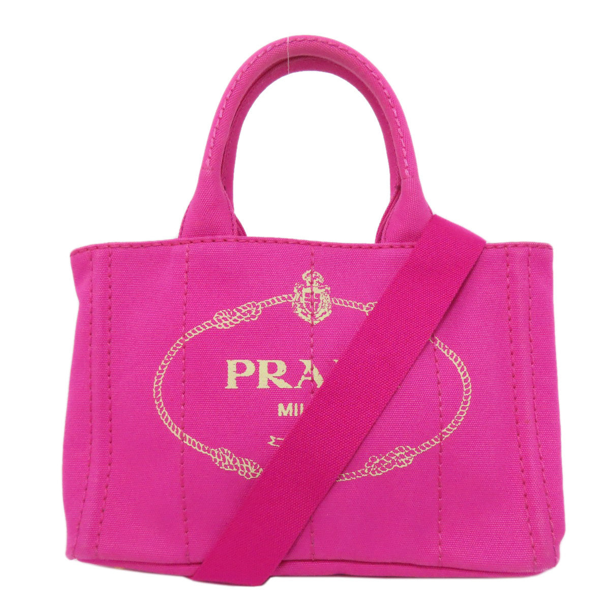 PRADA プラダ カナパミニ 2WAY ハンドバッグ キャンバス レディース 中古