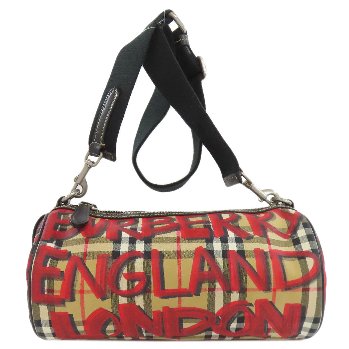 BURBERRY バーバリー ノバチェック グラフィティプリント ショルダーバッグ ナイロン レディース 中古