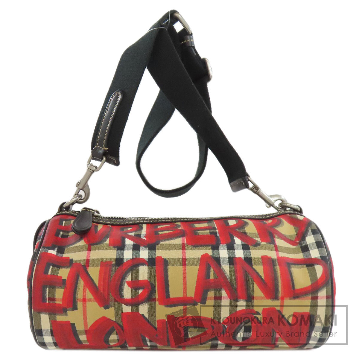 BURBERRY バーバリー ノバチェック グラフィティプリント ショルダーバッグ ナイロン レディース 中古