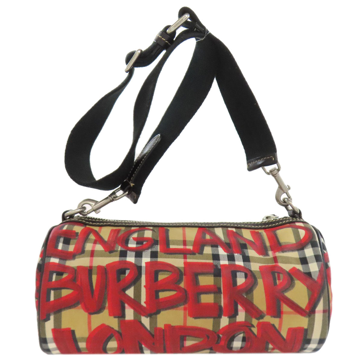 BURBERRY バーバリー ノバチェック グラフィティプリント ショルダーバッグ ナイロン レディース 中古