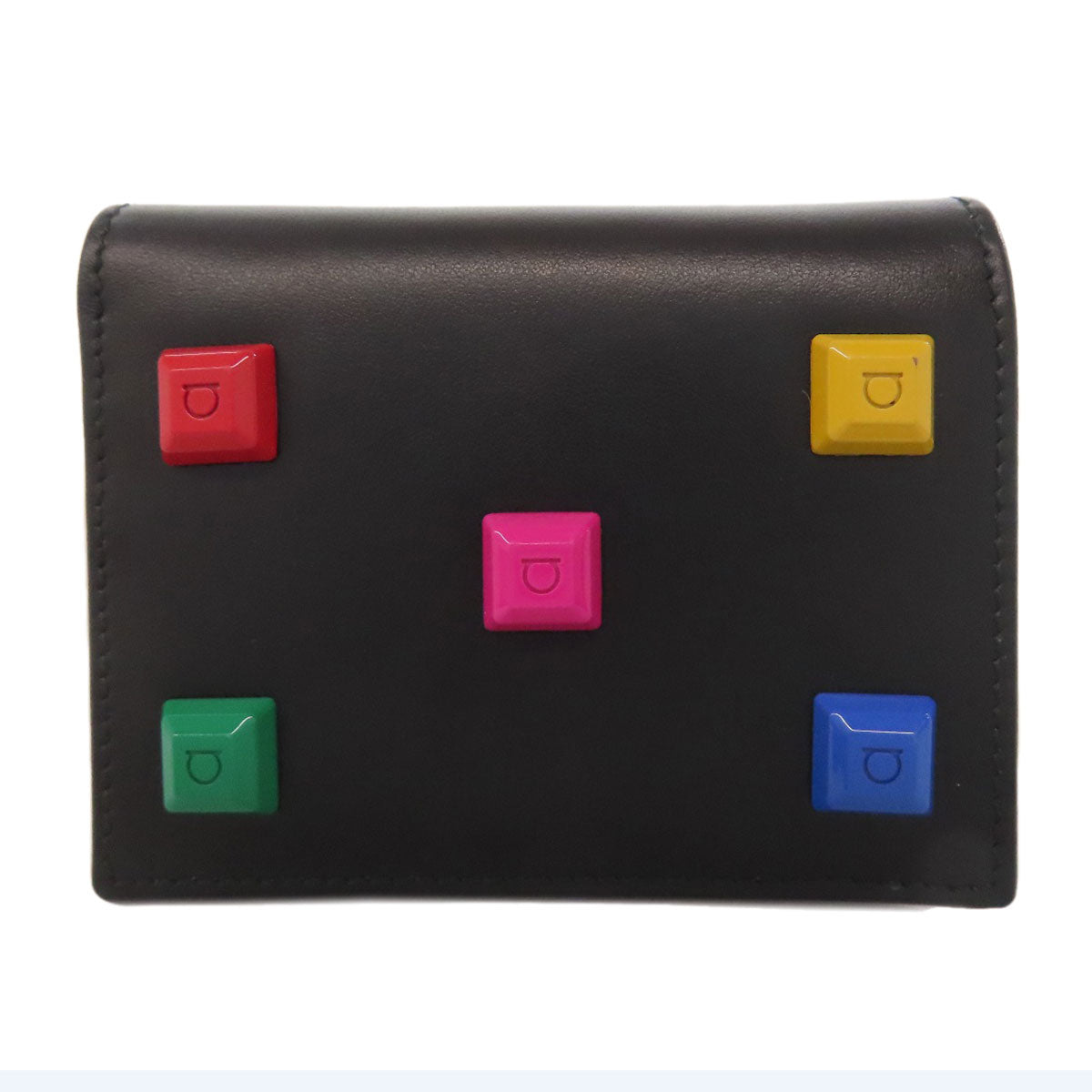 Salvatore Ferragamo サルヴァトーレフェラガモ ガンチーニモチーフ スタッズ 二つ折り財布（小銭入れあり） レザー レディース 中古