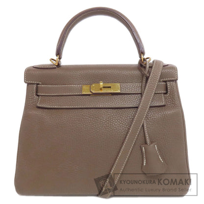 HERMES エルメス ケリー28 内縫い エトープ ゴールド金具 ハンドバッグ トリヨン レディース 中古