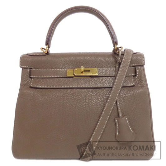 HERMES エルメス ケリー28 内縫い エトープ ゴールド金具 ハンドバッグ トリヨン レディース 中古