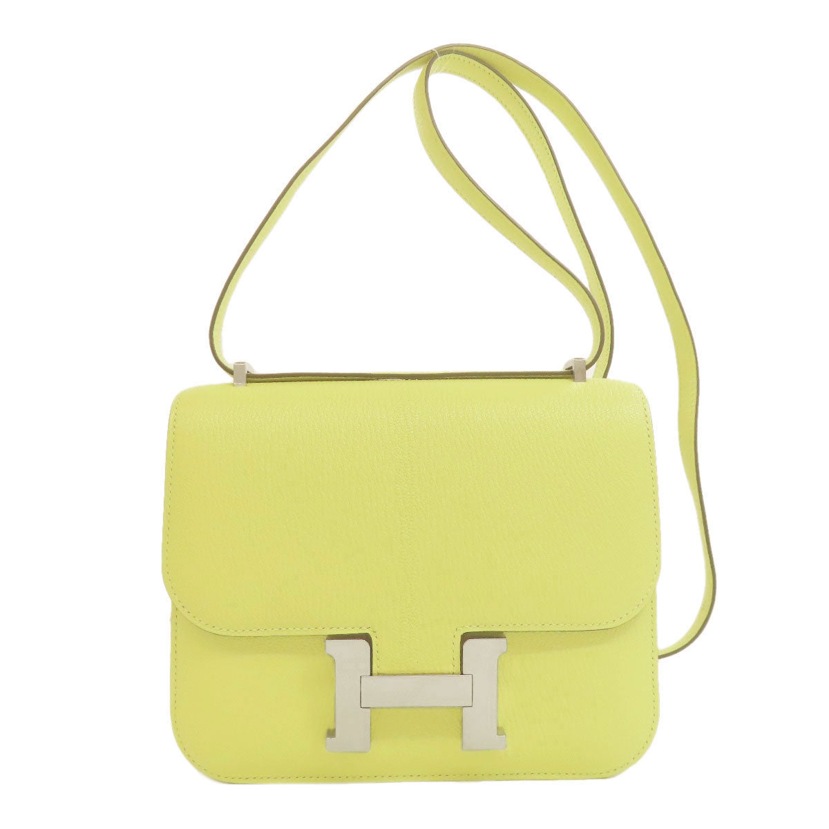 HERMES エルメス コンスタンス ジョーヌブルジョン 3 ミニ シルバー金具 ショルダーバッグ シェーブル レディース 中古