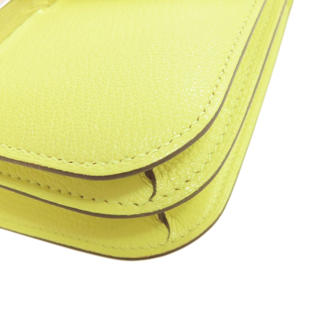 HERMES エルメス コンスタンス ジョーヌブルジョン 3 ミニ シルバー金具 ショルダーバッグ シェーブル レディース 中古
