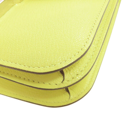 HERMES エルメス コンスタンス ジョーヌブルジョン 3 ミニ シルバー金具 ショルダーバッグ シェーブル レディース 中古