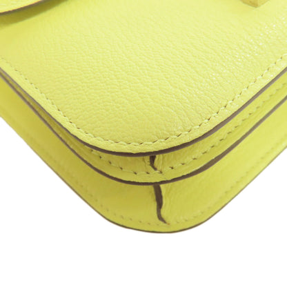 HERMES エルメス コンスタンス ジョーヌブルジョン 3 ミニ シルバー金具 ショルダーバッグ シェーブル レディース 中古