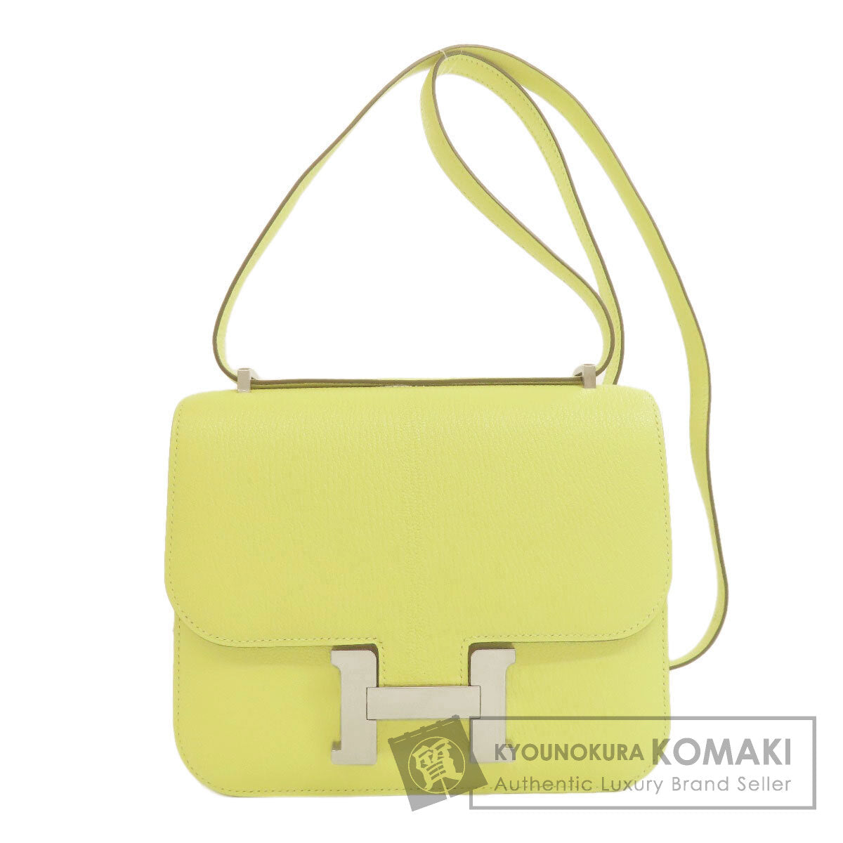 HERMES エルメス コンスタンス ジョーヌブルジョン 3 ミニ シルバー金具 ショルダーバッグ シェーブル レディース 中古