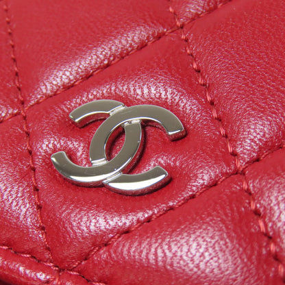 CHANEL シャネル チェーンショルダー マトラッセ シルバー金具 二つ折り財布（小銭入れあり） ラムスキン レディース 中古
