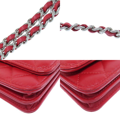 CHANEL シャネル チェーンショルダー マトラッセ シルバー金具 二つ折り財布（小銭入れあり） ラムスキン レディース 中古