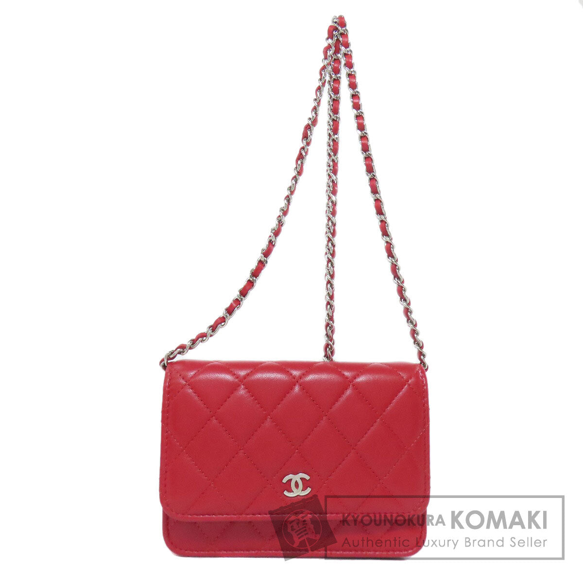 CHANEL シャネル チェーンショルダー マトラッセ シルバー金具 二つ折り財布（小銭入れあり） ラムスキン レディース 中古