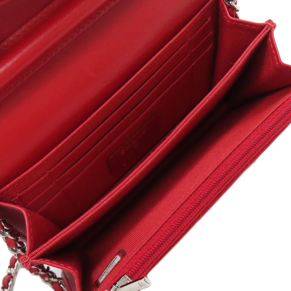 CHANEL シャネル チェーンショルダー マトラッセ シルバー金具 二つ折り財布（小銭入れあり） ラムスキン レディース 中古