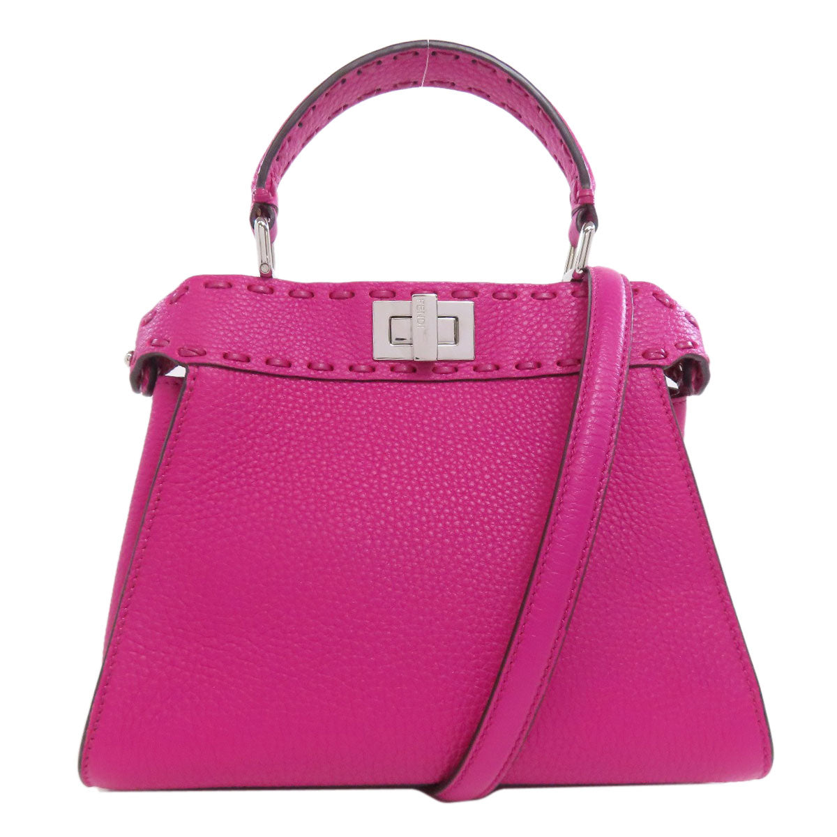 FENDI フェンディ ミニピーカブー 2WAY ハンドバッグ カーフ レディース 中古