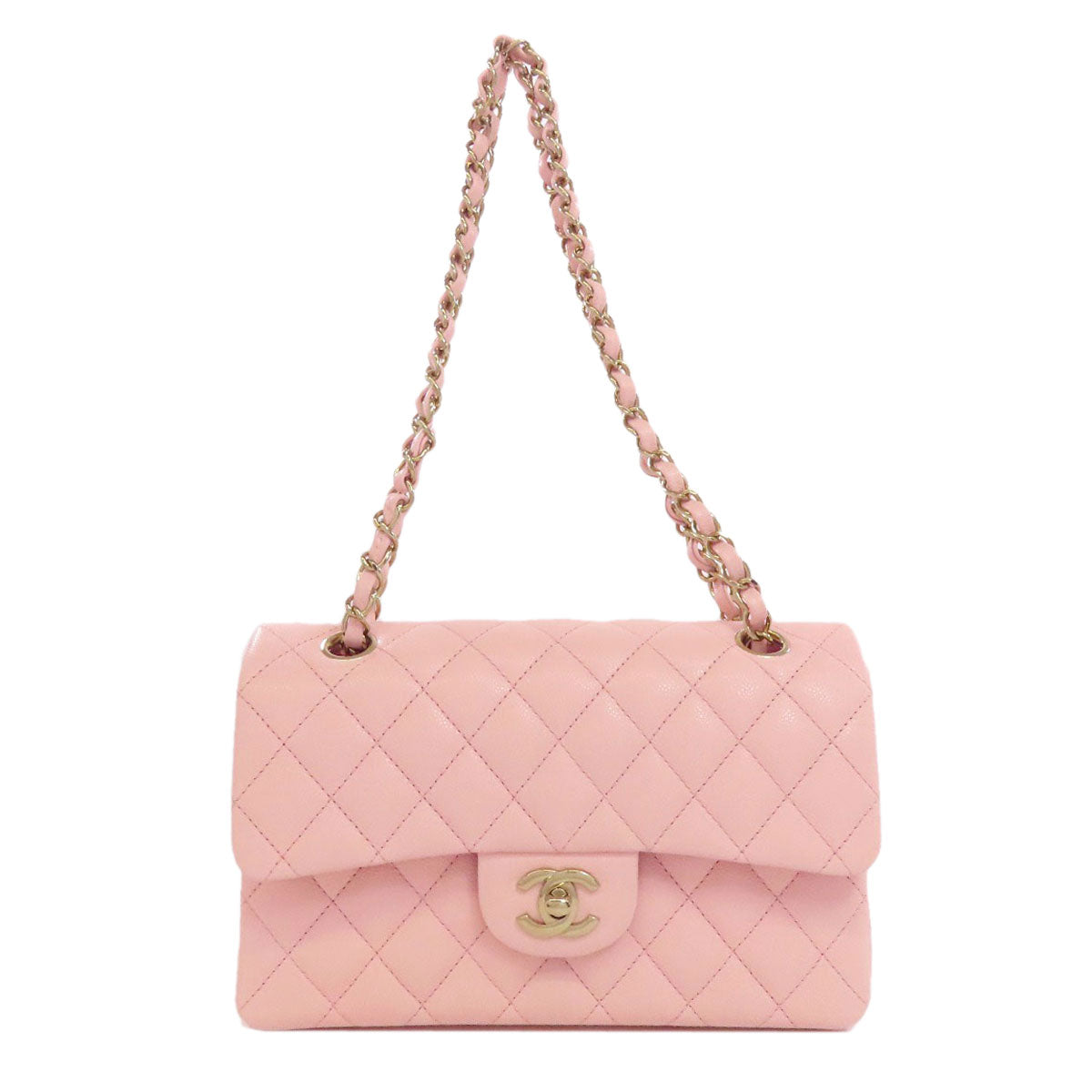 CHANEL シャネル マトラッセ ダブルフラップ ゴールド金具 ショルダーバッグ グレインド カーフスキン レディース 中古