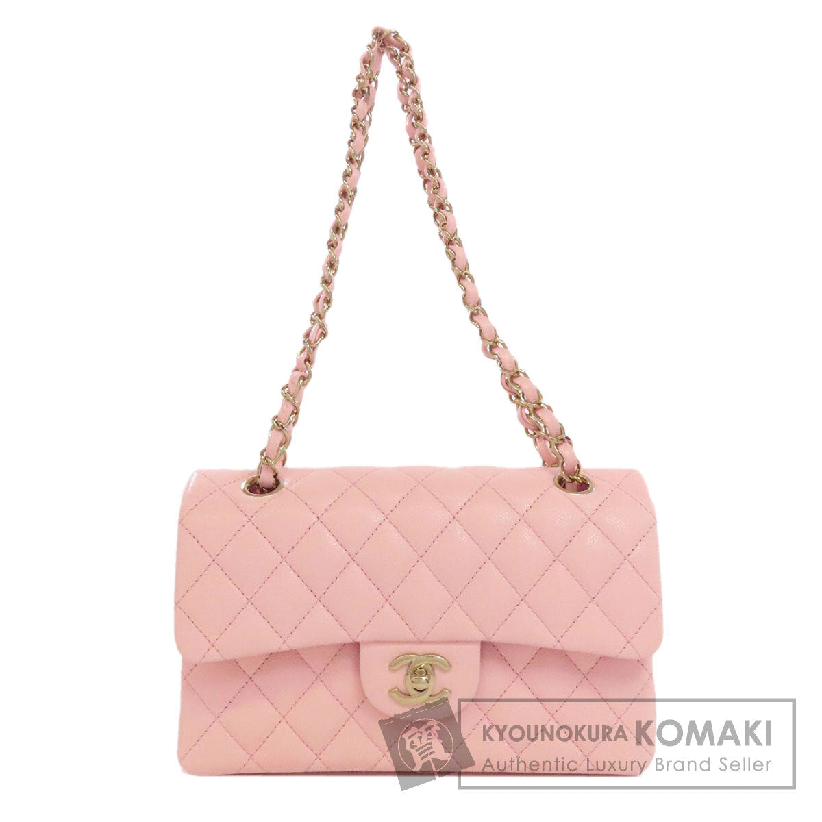 CHANEL シャネル マトラッセ ダブルフラップ ゴールド金具 ショルダーバッグ グレインド カーフスキン レディース 中古