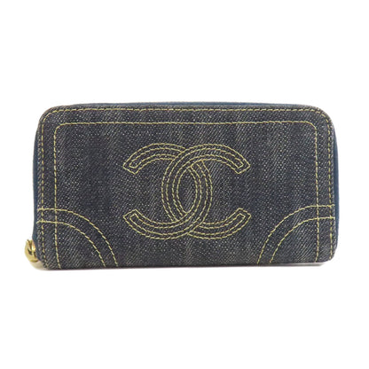 CHANEL シャネル ココマーク ステッチ ゴールド金具 コインケース デニム レディース 中古