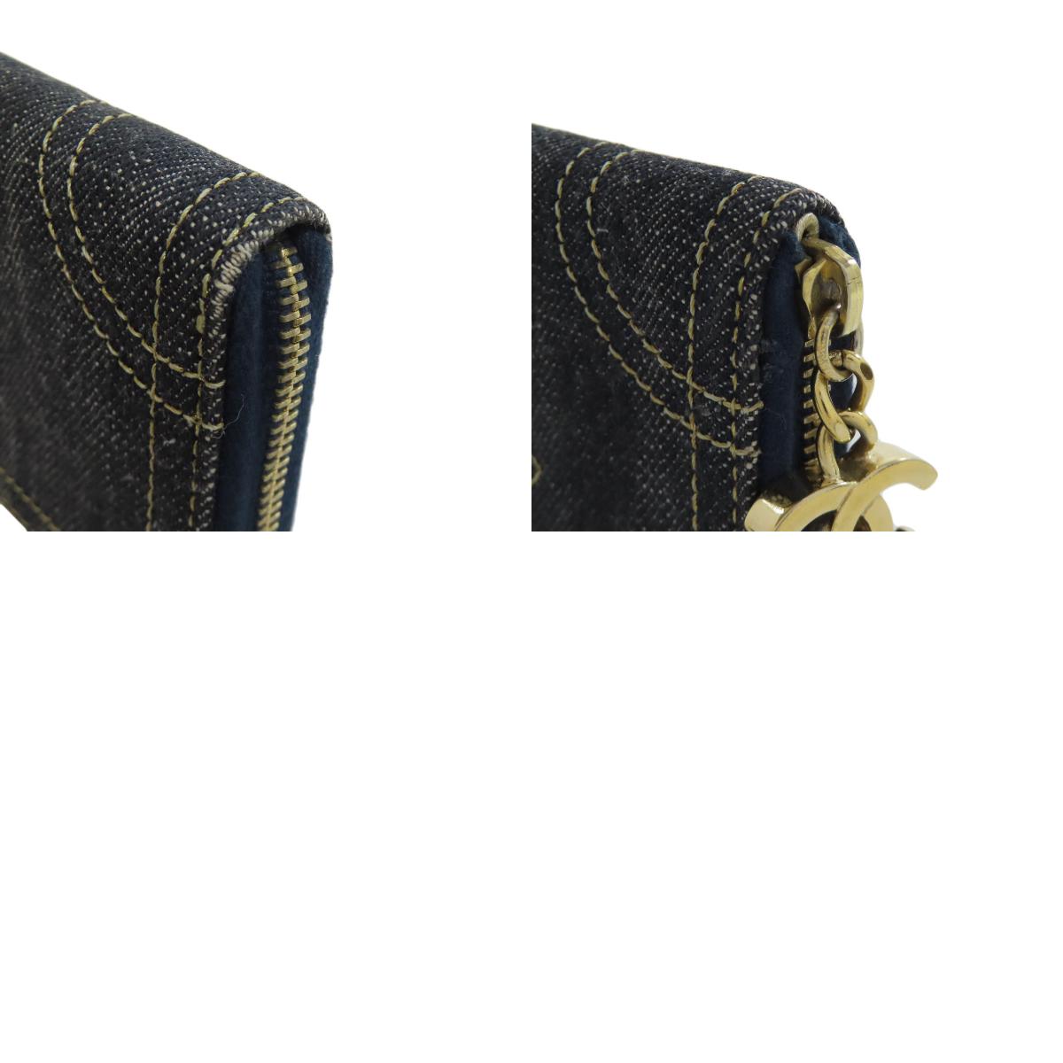 CHANEL シャネル ココマーク ステッチ ゴールド金具 コインケース デニム レディース 中古