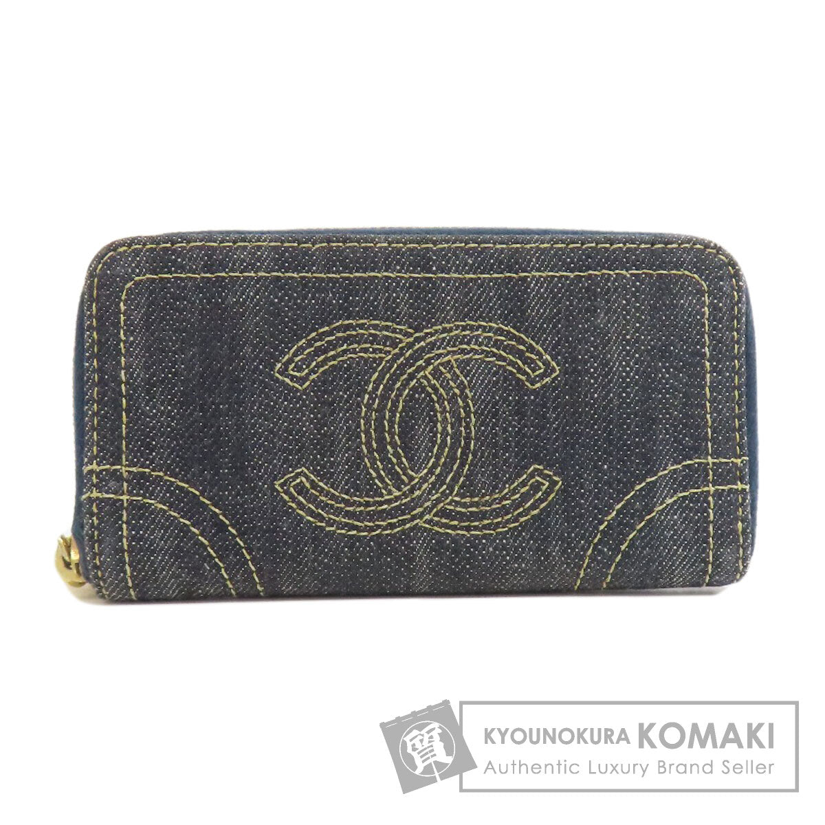 CHANEL シャネル ココマーク ステッチ ゴールド金具 コインケース デニム レディース 中古