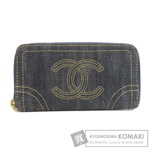 CHANEL シャネル ココマーク ステッチ ゴールド金具 コインケース デニム レディース 中古