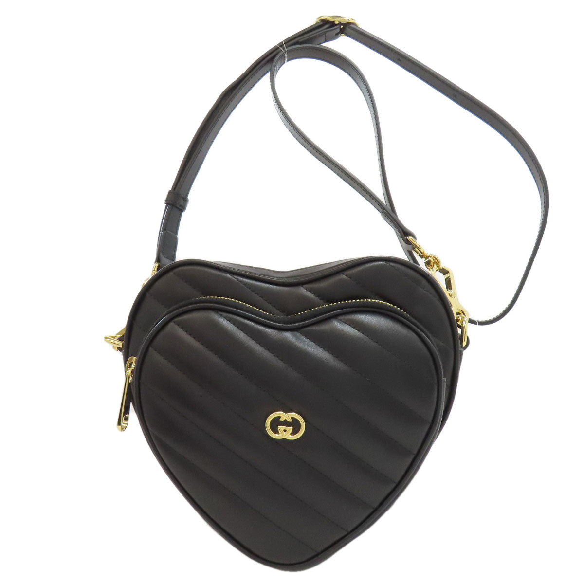 GUCCI グッチ 751628 インターロッキングG ハート ショルダーバッグ カーフ レディース 中古