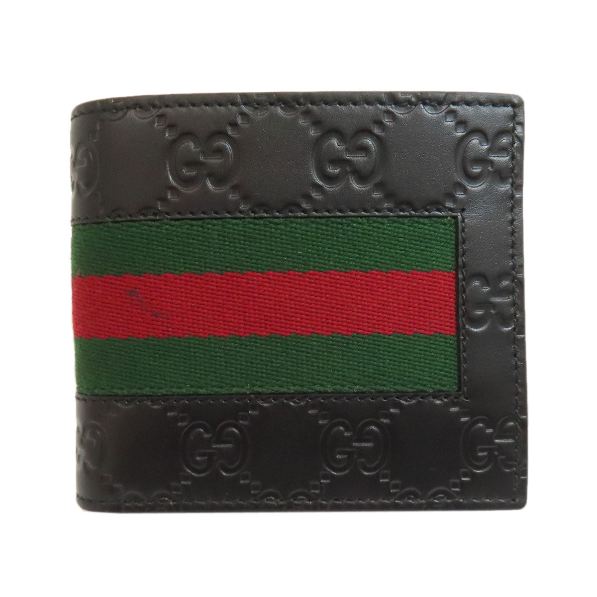 GUCCI グッチ 408826 GGシグネチャー シマ シェリーライン 二つ折り財布（小銭入れあり） カーフ レディース 中古