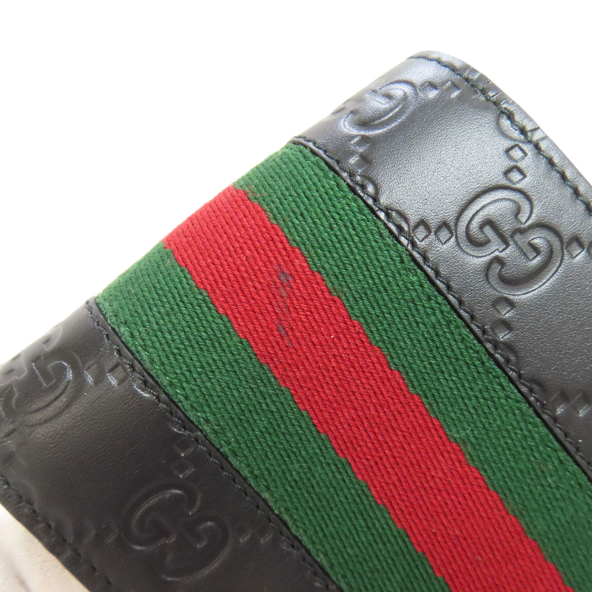 GUCCI グッチ 408826 GGシグネチャー シマ シェリーライン 二つ折り財布（小銭入れあり） カーフ レディース 中古