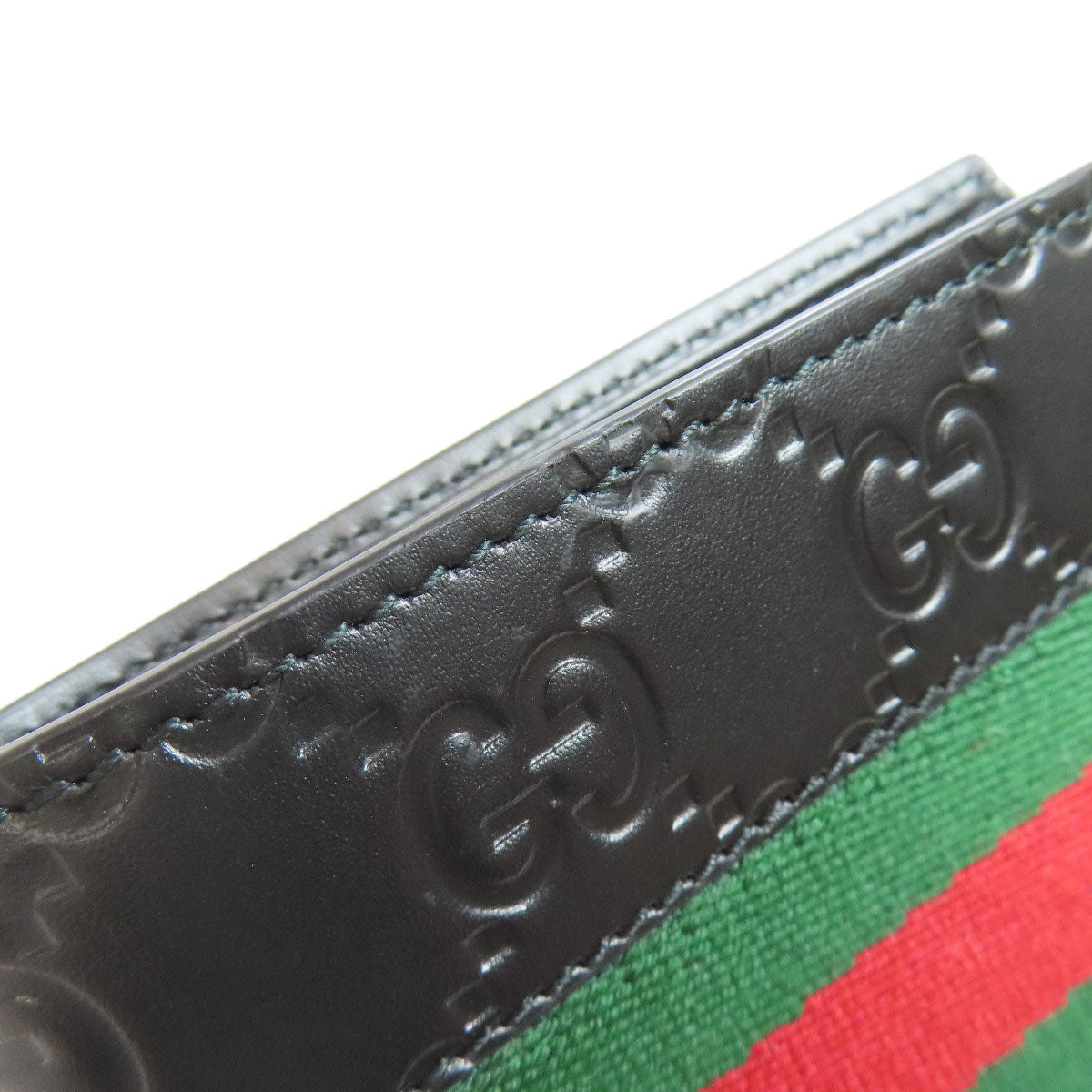 GUCCI グッチ 408826 GGシグネチャー シマ シェリーライン 二つ折り財布（小銭入れあり） カーフ レディース 中古