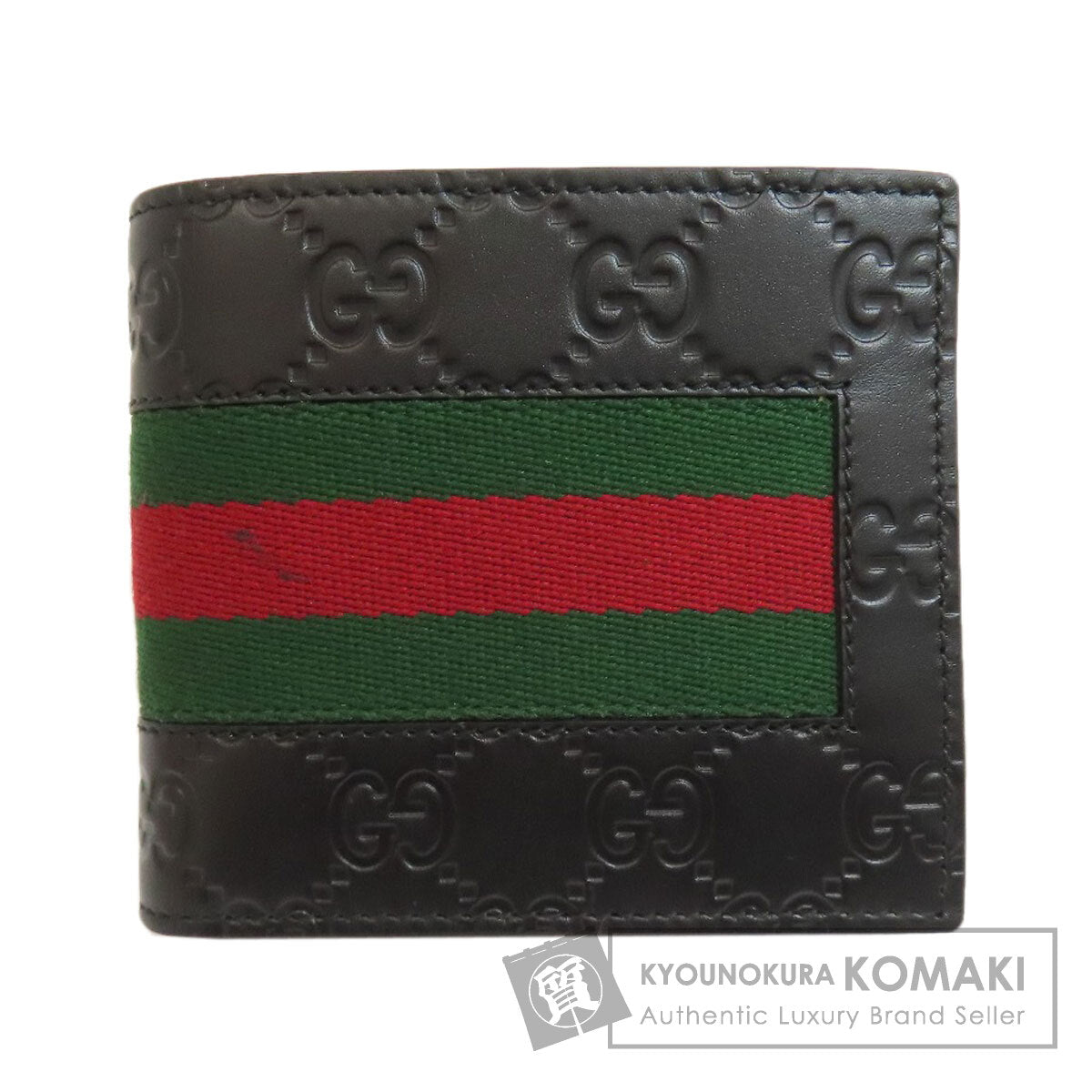 GUCCI グッチ 408826 GGシグネチャー シマ シェリーライン 二つ折り財布（小銭入れあり） カーフ レディース 中古