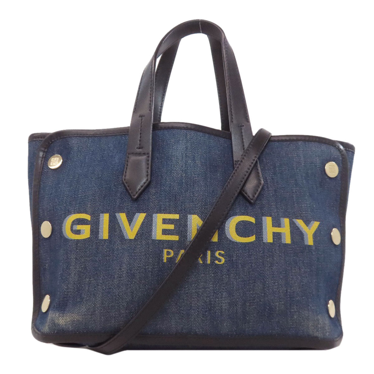 GIVENCHY ジバンシー ロゴ ハンドバッグ デニム レディース 中古